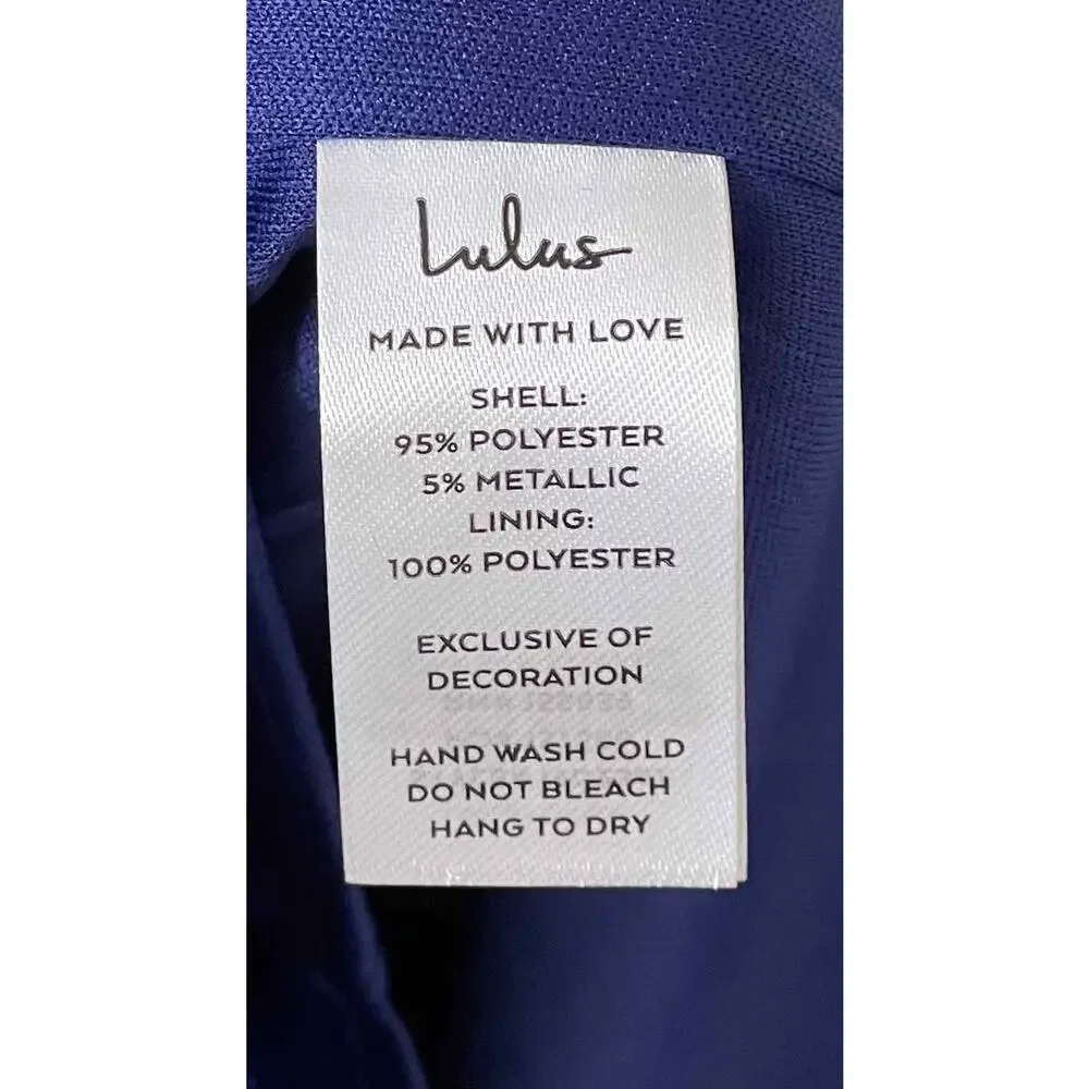 Lulus Cobalt Blue Sparkly Formal Asymmetrical Bodycon Mini Dress Size Medium NEW